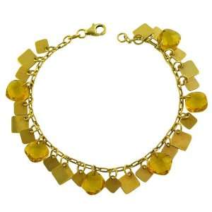    14 Karat Yellow Gold Faceted Citrine Charm Bracelet Jewelry