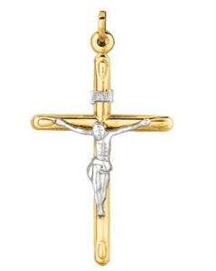   Real Yellow Gold Shiny Cross Charm Crucifix Pendant New Large  