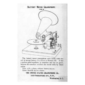  Gramophone Advertisement, Battery Motor Gramophone, 1880s 