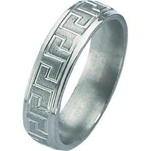  Titanium Greek Key Design 6mm Satin Ring Size 6.25 Chisel 