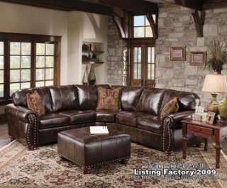 Simmons Savannah Leather Sectional Sofa and Ottoman  
