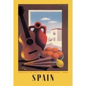  Vintage Art Spain Guitar and Oranges   02876 9