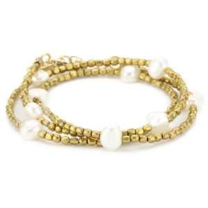  Ettika Tribal Bead Wrap Bracelet with South Sea Pearls 