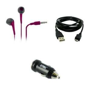   Headphones (Hot Pink) + 8 USB Data Cable + USB Car Charger Adapter