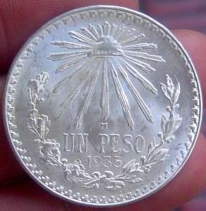 1935 MEXICO 1 PESO   KM # 455   KEY DATE   SUPERB GRADE   BU SILVER 