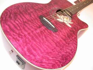 LUNA Flora Lotus Deep Purple Acoustic/Elec Guitar, CASE  
