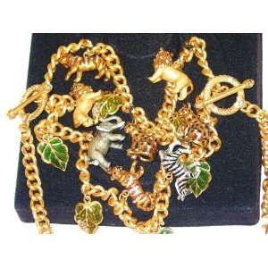 JAY STRONGWATER Charming Jungle Charm Necklace Belt NEW