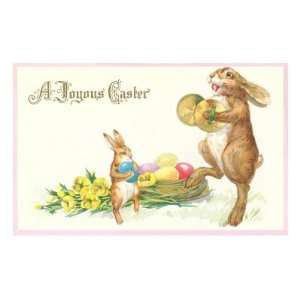  Joyous Easter, Rabbit with Cymbals Premium Poster Print 