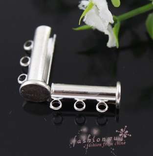 20 Old Silver Plated Magnetic 3 Row Slide Lock Clasp 1  