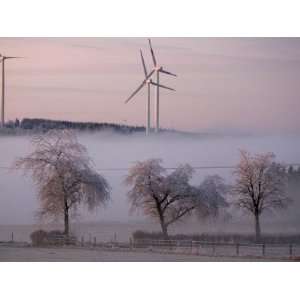  Wind Generators Stand on the Ridge of the Eifel Region 