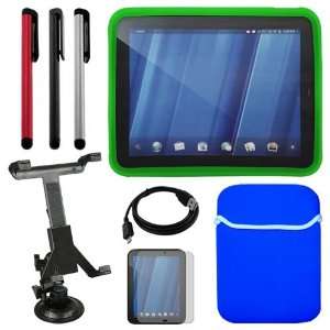 Premuim Blue/Silver Trim Sleeve Case+HP Touch Pad Tablet LCD Screen 