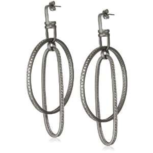 Paige Novick Wyoming Gunmetal Circle in Oval Pave Hoops