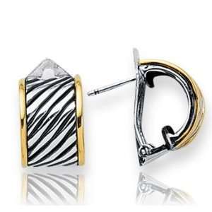  18k Yellow Gold Sterling Silver Elegant Huggie Earrings Jewelry