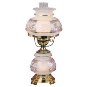   Clear Frosted French Gold Small Hurricane Table Lamp