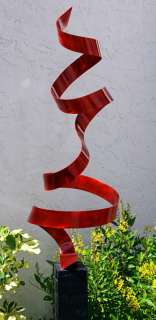   Abstract Metal Art Decor Freeform Outdoor/Indoor Sculpture Red Twist