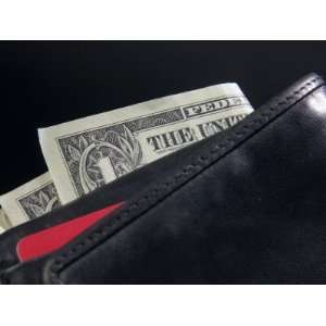  American Dollar Bills in Black Weather Wallet Stretched 