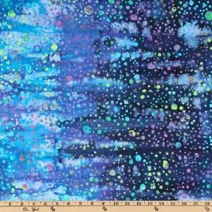  44 Wide Indian Batik Tiki Splatters Blue/Purple Fabric 