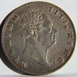INDIA British colony, William IV scarce 1835 silver Rupee with incuse 