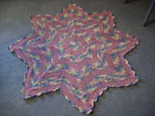 Hand Crocheted 8 Point Ripple Baby Afghan  