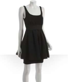 by Allen Schwartz black scoopneck peplum skirt pleated dress 