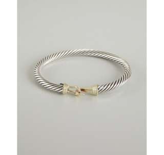 David Yurman silver and gold twisted cable hook 4mm bangle