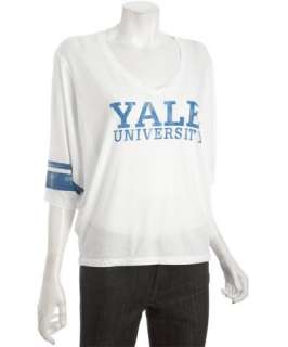 Chaser LA white cotton blend Yale dolman baseball t shirt