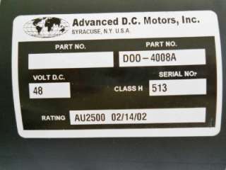 NEW ADVANCED DC MOTORS CLUB CAR SERIES GOLF CART MOTOR D00 4008A 