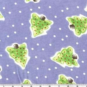  58 Wide Cotton Jersey Knit Christmas Trees Blue Fabric 