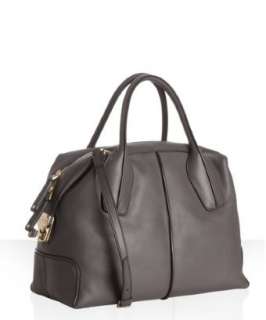 Tods grey leather bauletto D Styling tote  