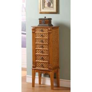  Jewelry Armoire with Weave Design in Oak Finish