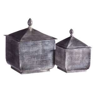 Antique Silver Lidded Boxes (Set of 2)   IMAX   71614 2  