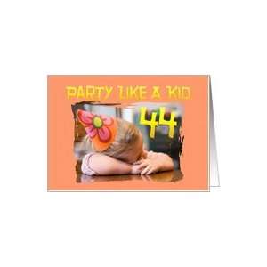   birthday, party like a kid, tired girl in party hat Card Toys & Games