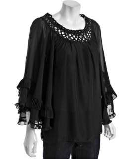 Leifsdottir black silk chiffon lattice blouse  