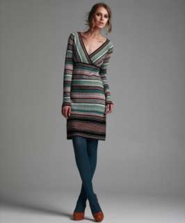 Missoni black dot stripe wool blend empire waist dress