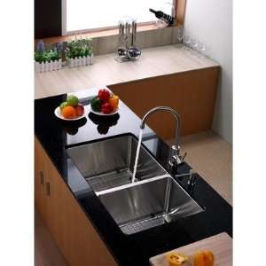  33 in. 70/30 Double Bowl Kitchen Sink w Faucet & Soap 