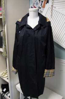 BURBERRY Black Nova Check Raincoat/Trench Size 10  