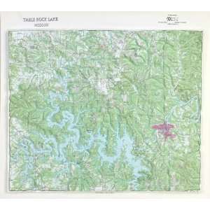  TABLE ROCK LAKE Raised Relief Map with Black Plastic Frame 