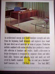 1965 KNOLL Office Furniture desk chair vintage ad  