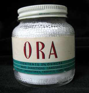 Old Glass Medicine Bottle ORA Denture Cleaner w/content  