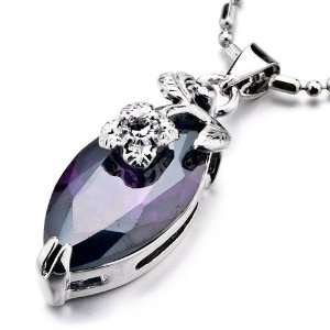   Pugster Light Purple Leaf Crystal Pendant Necklace Pugster Jewelry