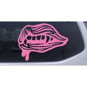 Vampire Mouth Fangs Lips Car Window Wall Laptop Decal Sticker    Pink 