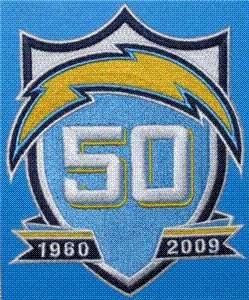 SAN DIEGO CHARGERS 50TH ANNIVERSARY PATCH NFL FOOTBALL  