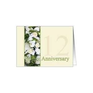  12th Wedding Anniversary White mixed bouquet card Card 
