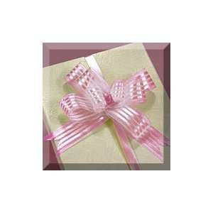   Light Pink 4 Stripe Fabric Butterfly Bow