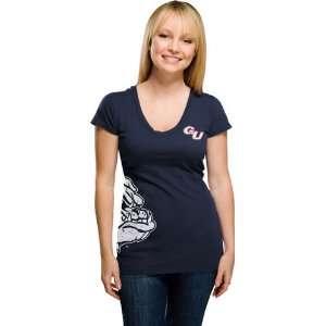  Gonzaga Bulldogs Womens Navy Cossett Mascot Deep V Neck T 