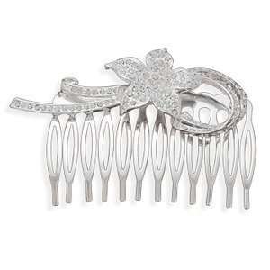   Hair Comb Swarovski Crystal Star Design Fine Silver Plate Jewelry