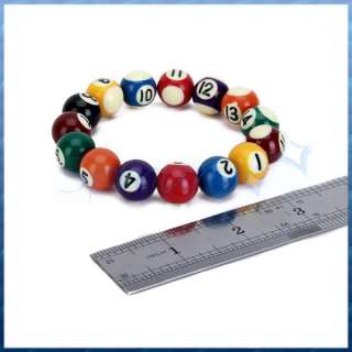 15 Assorted Color Billiards/Pool Balls Charm Beads Bracelet Wristband 