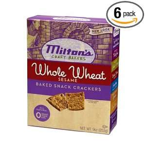 Miltons Crackers   Whole Wheat & Sesame Bites, 9 Ounce (Pack of 6 