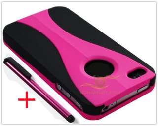 Peach Snap on 3 Piece Rubber Hard Case f iPhone 4 4S AT&T Verizon 