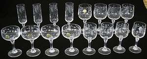 Princess House BORDEAUX Crystal Stemware Open & Closed Champagne, Wine 